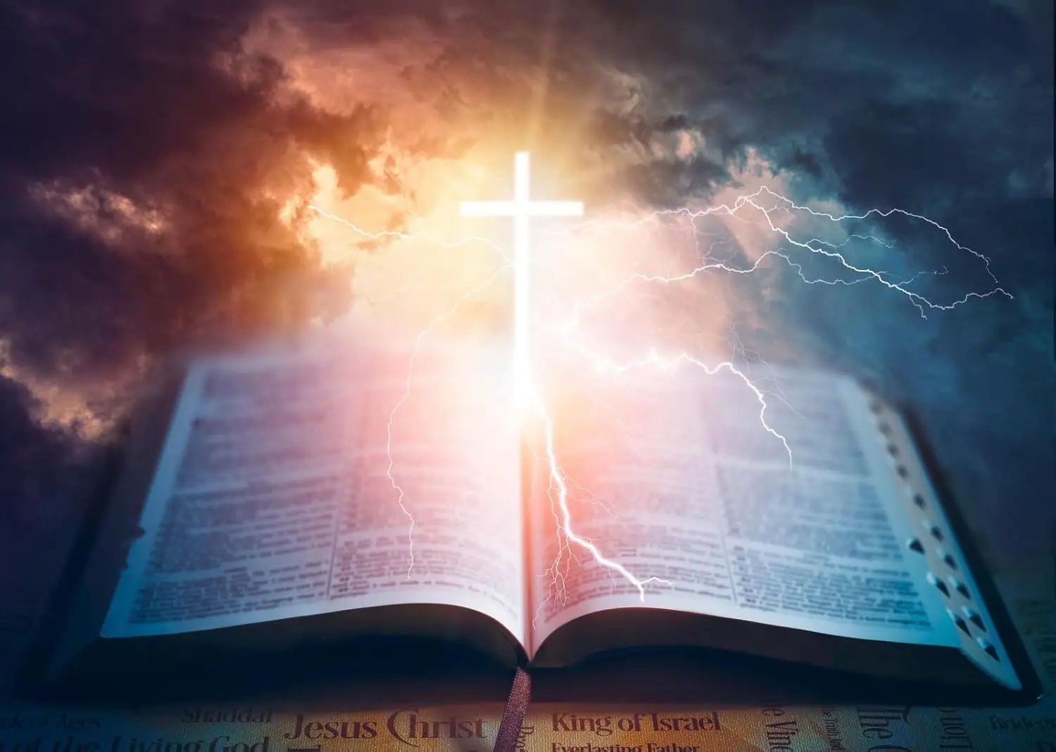 Photography Lightning - Holy Bible Christian Cross Dramatic Sky