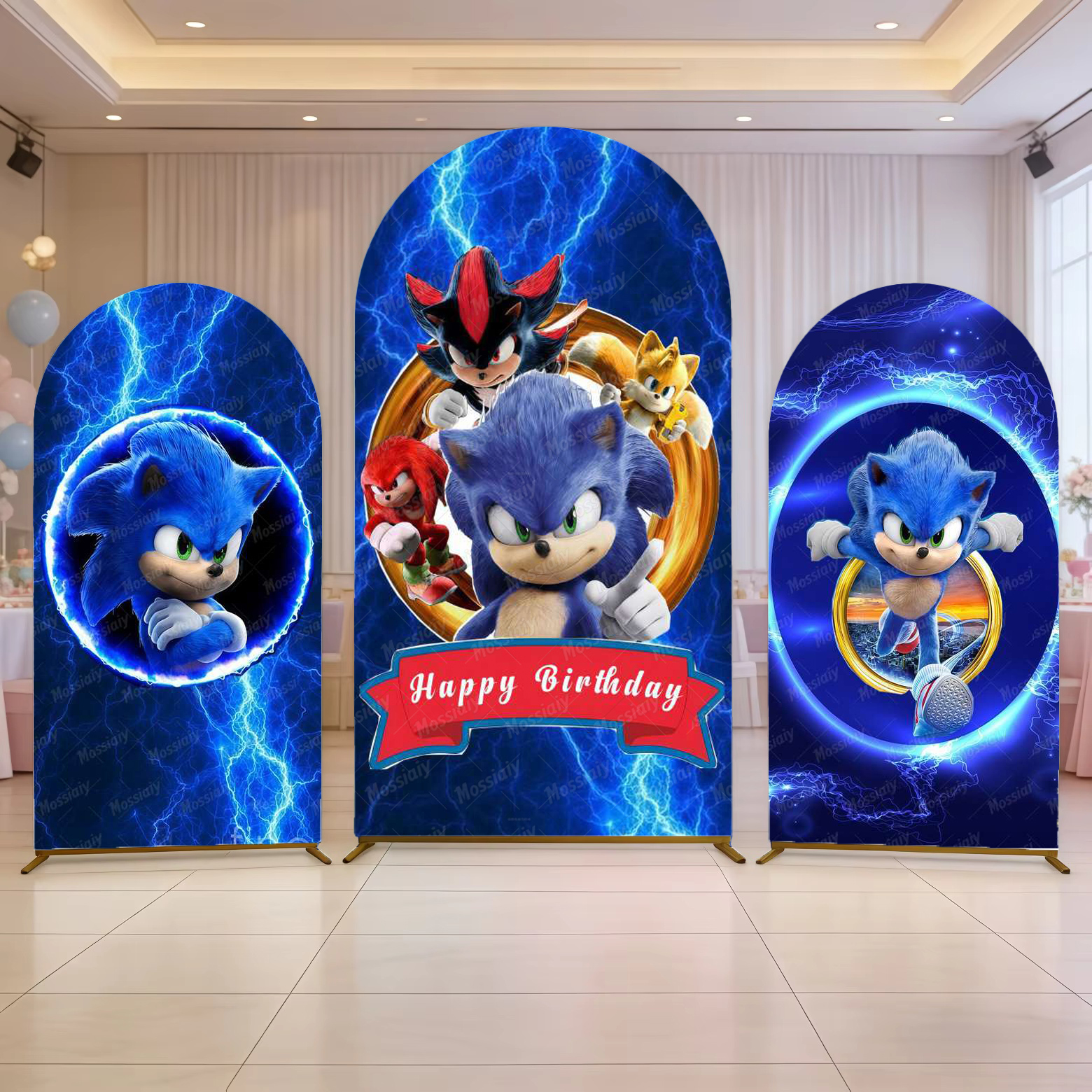 Photography Lightning - Blue Lightning Hero Theme Arched Backdrop