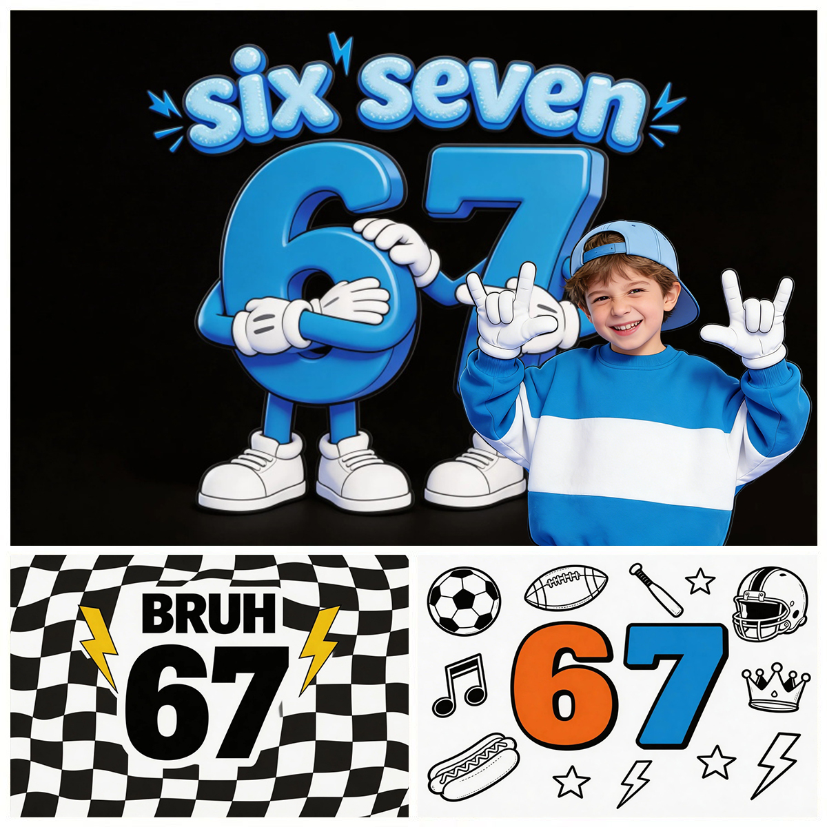 Photography Lightning - Six Seven Sporty Birthday Backdrop Decoration
