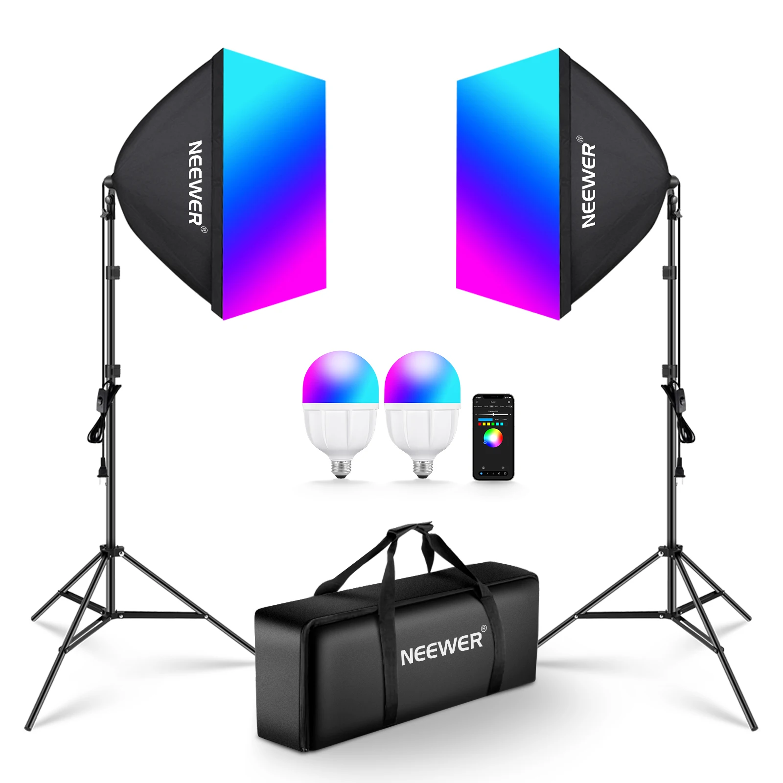 NEEWER RGB Softbox Lighting Ki - Photography Lighting App ulasan dan harga