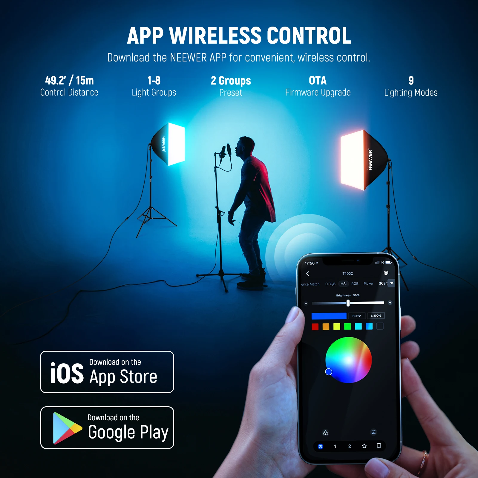 NEEWER RGB Softbox Lighting Ki - Photography Lighting App ulasan dan harga